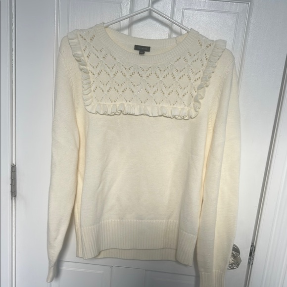Talbots Sweaters - Talbots Cream Crew Neck Sweater with Lace Detail